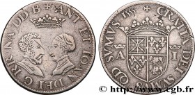 NAVARRE-BÉARN - ANTHONY OF BOURBON AND JOAN OF ALBRET
Type : Teston 
Date : 1555 
Mint name / Town : Pau 
Metal : silver 
Diameter : 28  mm
Orientatio...