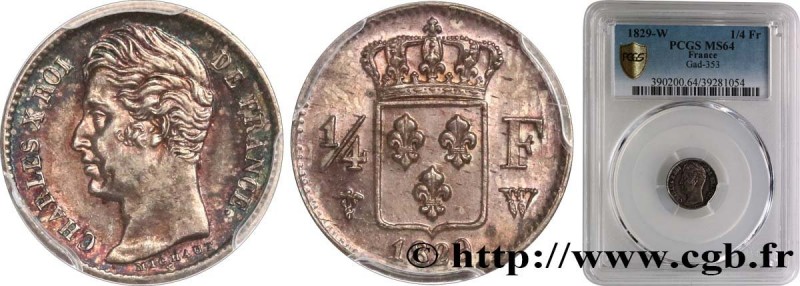 CHARLES X
Type : 1/4 franc Charles X 
Date : 1829 
Mint name / Town : Lille 
Qua...