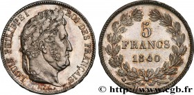 LOUIS-PHILIPPE I
Type : 5 francs IIe type Domard 
Date : 1840 
Mint name / Town : Strasbourg 
Quantity minted : 1.200.538 
Metal : silver 
Millesimal ...