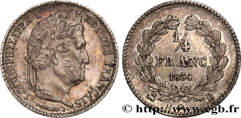 LOUIS-PHILIPPE I
Type : 1/4 franc Louis-Philippe 
Date : 1834 
Mint name / Town ...