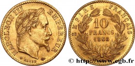 SECOND EMPIRE
Type : 10 francs or Napoléon III, tête laurée 
Date : 1868 
Mint name / Town : Strasbourg 
Quantity minted : 1430556 
Metal : gold 
Mill...