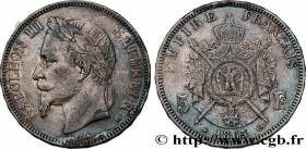 SECOND EMPIRE
Type : 5 francs Napoléon III, tête laurée 
Date : 1865 
Mint name / Town : Strasbourg 
Quantity minted : 72557 
Metal : silver 
Millesim...