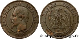 SECOND EMPIRE
Type : Dix centimes Napoléon III, tête nue 
Date : 1857 
Mint name / Town : Lille 
Quantity minted : 1762242 
Metal : bronze 
Diameter :...