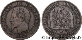 SECOND EMPIRE
Type : Cinq centimes Napoléon III, tête nue 
Date : 1857 
Mint name / Town : Lille 
Quantity minted : 1.582.420 
Metal : bronze 
Diamete...