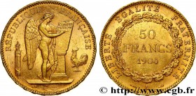 III REPUBLIC
Type : 50 francs or Génie 
Date : 1904 
Mint name / Town : Paris 
Quantity minted : 20250 
Metal : gold 
Millesimal fineness : 900  ‰
Dia...