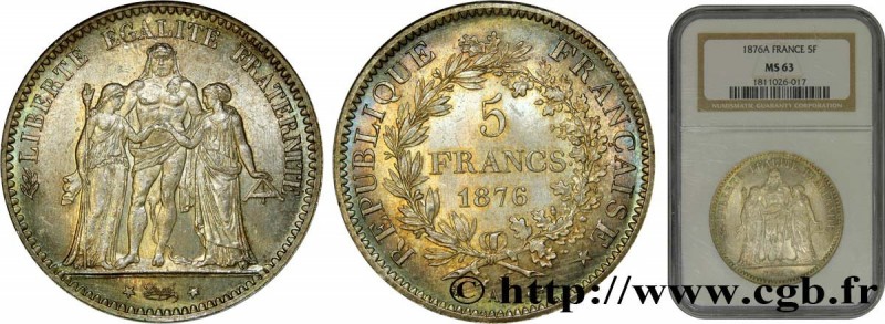 III REPUBLIC
Type : 5 francs Hercule 
Date : 1876 
Mint name / Town : Paris 
Qua...