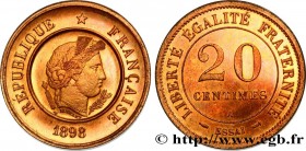 III REPUBLIC
Type : Essai de 20 centimes Merley 
Date : 1898 
Mint name / Town : Paris 
Quantity minted : - 
Metal : bronze 
Diameter : 25  mm
Orienta...