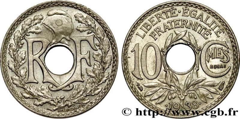 III REPUBLIC
Type : Essai de 10 centimes Lindauer, maillechort 
Date : .1938. 
D...