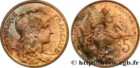 III REPUBLIC
Type : 5 centimes Daniel-Dupuis 
Date : 1908 
Quantity minted : 6090000 
Metal : bronze 
Diameter : 25  mm
Orientation dies : 6  h.
Weigh...