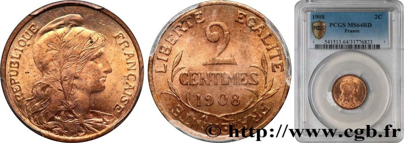 III REPUBLIC
Type : 2 centimes Daniel-Dupuis 
Date : 1908 
Mint name / Town : Pa...