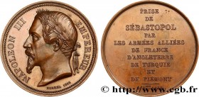 SECOND EMPIRE
Type : Médaille, Prise de Sébastopol 
Date : 1855 
Metal : copper 
Diameter : 41,15  mm
Weight : 33,73  g.
Edge : lisse + main CUIVRE 
P...