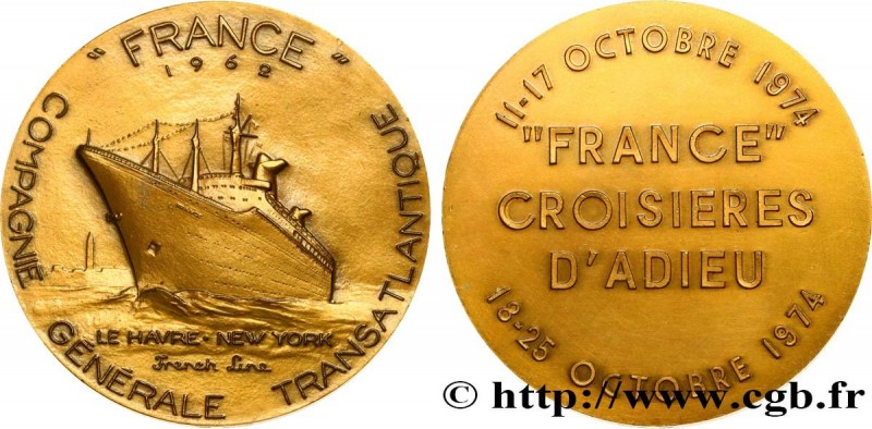 V REPUBLIC
Type : Médaille, Paquebot France, Croisières d’adieu 
Date : 1974 
Mi...