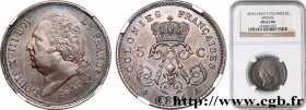 FRENCH COLONIES - Louis XVIII
Type : 5 Centimes ESSAI 
Date : 1824 
Mint name / Town : Paris 
Quantity minted : - 
Metal : bronze 
Diameter : 28  mm
O...