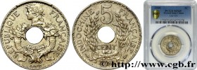 FRENCH INDOCHINA
Type : 5 Centièmes 
Date : 1939 
Mint name / Town : Paris 
Quantity minted : 38501000 
Metal : nickel silver 
Diameter : 24  mm
Orien...