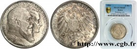 GERMANY - BADEN
Type : 2 Mark noces d’or de Frédéric et Louise 
Date : 1906 
Mint name / Town : Karlsruhe 
Quantity minted : 350000 
Metal : silver 
M...