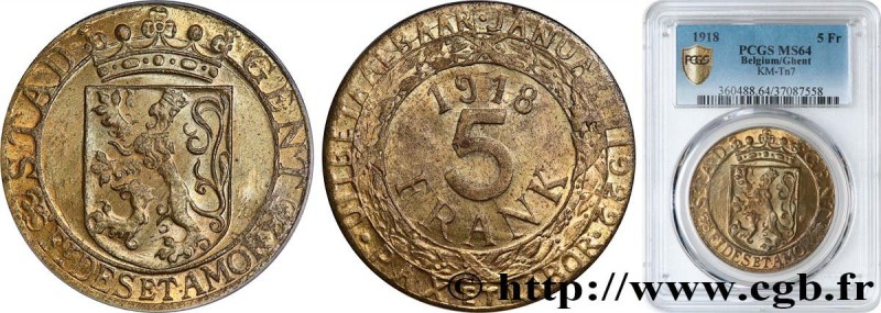 BELGIUM
Type : 5 Francs ville de Gand occupée 
Date : 1918 
Quantity minted : 33...