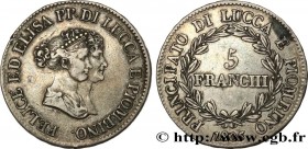 ITALY - LUCCA AND PIOMBINO
Type : 5 Franchi - Moyens bustes 
Date : 1805 
Mint name / Town : Florence 
Quantity minted : 83500 
Metal : silver 
Milles...