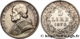 ITALY - PAPAL STATES - PIUS IX (Giovanni Maria Mastai Ferretti)
Type : 5 Lire an XXIV 
Date : 1870 
Mint name / Town : Rome 
Quantity minted : 98504 
...