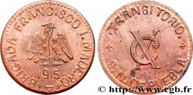 MEXICO
Type : 10 Centavos 
Date : 1915 
Quantity minted : - 
Metal : copper 
Diameter : 25,5  mm
Orientation dies : 6  h.
Weight : 6,49  g.
Edge : lis...