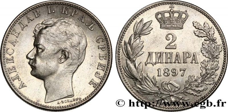 KINGDOM OF SERBIA - ALEXANDER OBRENOVIC
Type : 2 Dinara 
Date : 1897 
Quantity m...