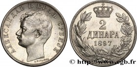 KINGDOM OF SERBIA - ALEXANDER OBRENOVIC
Type : 2 Dinara 
Date : 1897 
Quantity minted : 1000000 
Metal : silver 
Millesimal fineness : 835  ‰
Diameter...