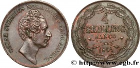 SWEDEN - KINGDOM OF SWEDEN - OSCAR II
Type : 4 Skilling Banco 
Date : 1855 
Quantity minted : 170000 
Metal : copper 
Diameter : 37  mm
Orientation di...