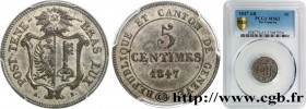 SWITZERLAND - REPUBLIC OF GENEVA
Type : 5 Centimes 
Date : 1847 
Quantity minted : - 
Metal : billon 
Diameter : 19,5  mm
Orientation dies : 6  h.
Wei...