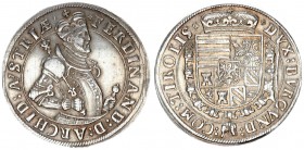 Austria Holy Roman Empire 1 Thaler Ferdinand II. Archduke (1564-1595). Hall mint. Av.: Crowned and armored bust right holding sword and scepter. Rv: C...