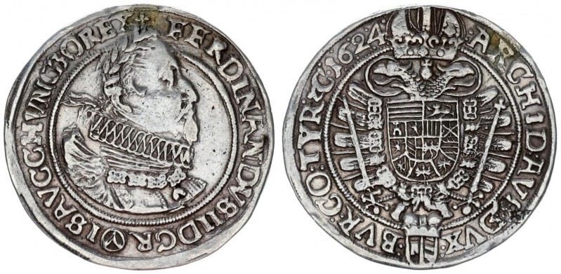 Austria Holy Roman Empire 1 Thaler 1624 Vienna Mint. Ferdinand II (1619-37). Av....