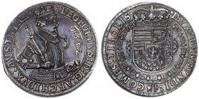 Austria Holy Roman Empire 1 Thaler 1632 Hall. Leopold V (1619-1632). Av.:Laureate half-length armored figure r. holding scepter in circle. Rv. Crowned...