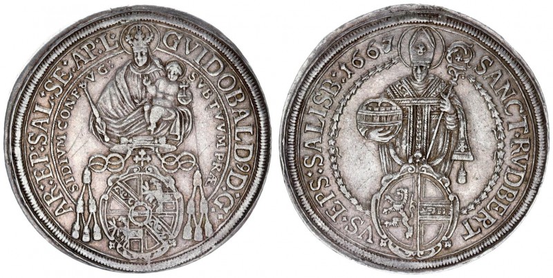 Austria Holy Roman Empire 1 Thaler 1667 Salzburg. Maximilian Gandolf von Küenbur...