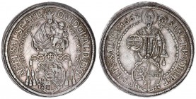 Austria Holy Roman Empire 1 Thaler 1667 Salzburg. Maximilian Gandolf von Küenburg(1668 - 1687). Av.: Madonna behind coat of arms. Rv.: St. Rupert stan...