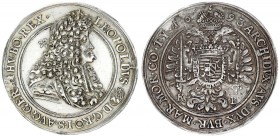 Austria Holy Roman Empire 1 Thaler Hungary 1693 KB Kremnitz. Leopold I (1657-1705). Av: Small armored bust r. lion head on shoulder solid circle with ...