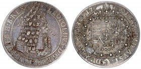 Austria Holy Roman Empire 1 Thaler 1701 Hall. Leopold I (1657-1705). Large armored laureate bust r. in circle of dots. Rv. Crowned 8-fold Arms with Ti...