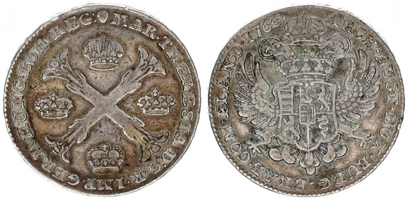 Austrian Netherlands 1 Kronenthaler 1766(b) Maria Theresia(1740-1780). Averse: 4...