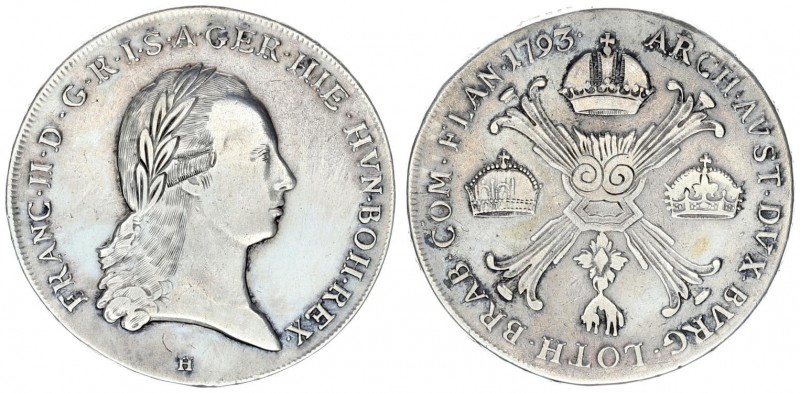 Austrian Netherlands 1 Kronenthaler 1793 H Günzburg. Franz II. (I.) (1792-1835)....