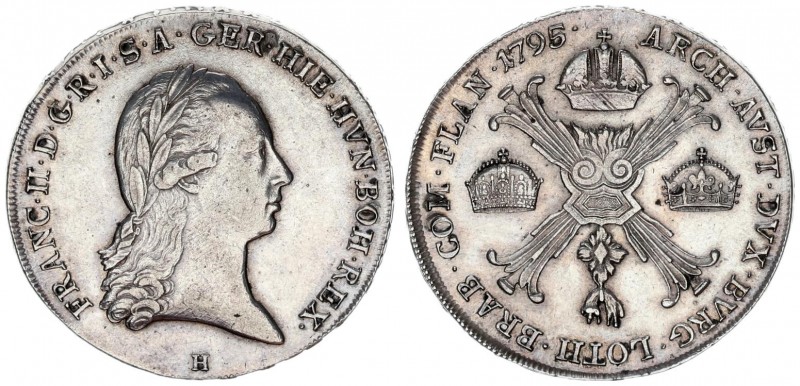 Austrian Netherlands 1 Kronenthaler 1795 H Günzburg. Franz II. (I.) (1792-1835)....