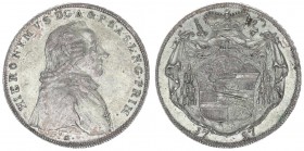 Austrian States Salzburg 1/2 Thaler 1797 M Hieronymus Colloredo (1772 - 1803). Av.: Brustbild rechts darunter M. Rv: Cardinal's hat above pear-shaped ...