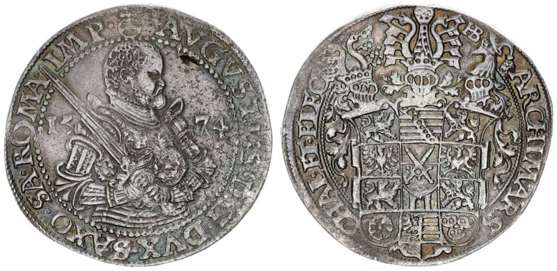 German States SAXONY-ALBERTINE 1 Thaler 1574 HB. August I (1553-1586). Obverse: ...