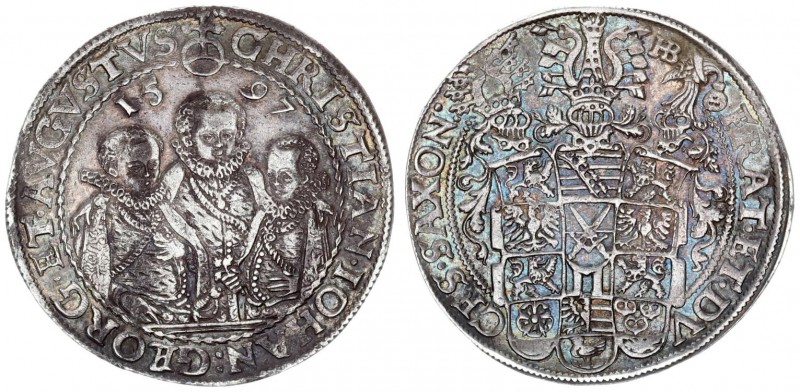 German States SAXONY-ALBERTINE 1 Thaler 1597 HB. Dresden. Christian II. Johann G...