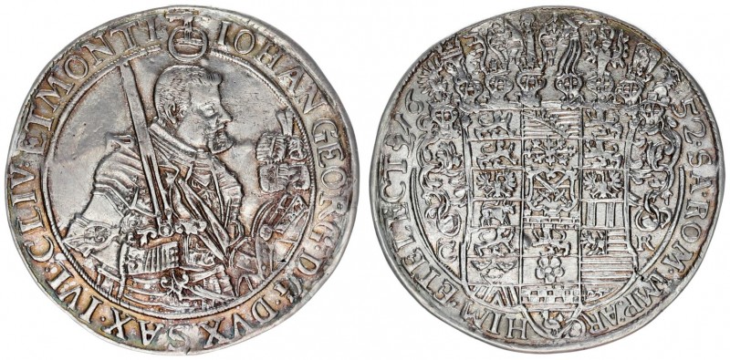 German States Saxony 1 Thaler 1652 CR Dresden. Johann Georg I (1611-1656). Av: h...