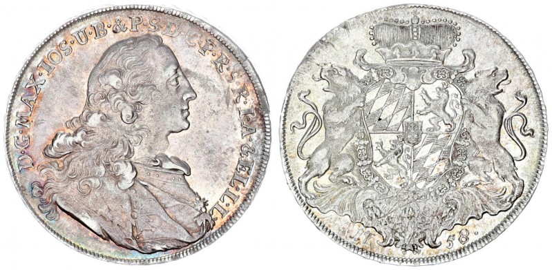 German States 1 Thaler 1758 Bavaria Maximilian III. Joseph(1745-1777). Averse: D...