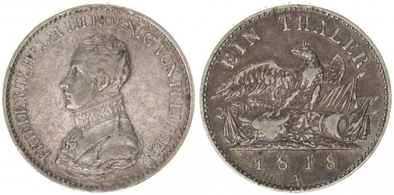 Germany Prussia 1 Thaler 1818 A Berlin. Frederick William III(1797-1840) Av: Uni...