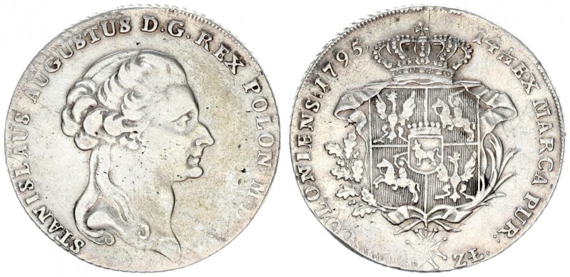 Poland 1 Thaler 1795 (R) Rare Stanisław August Poniatowski(1764-1795). Av .: Kin...