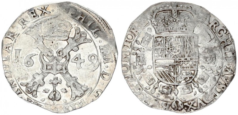 Spanish Netherlands 1 Patagon 1649 Tournai. Philip IV (1621-1665) Tournai. Av: D...