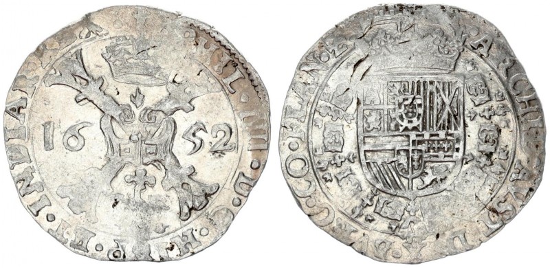 Spanish Netherlands 1 Patagon 1652 Flanders. Philip IV (1621-1665). Ov: St. Andr...