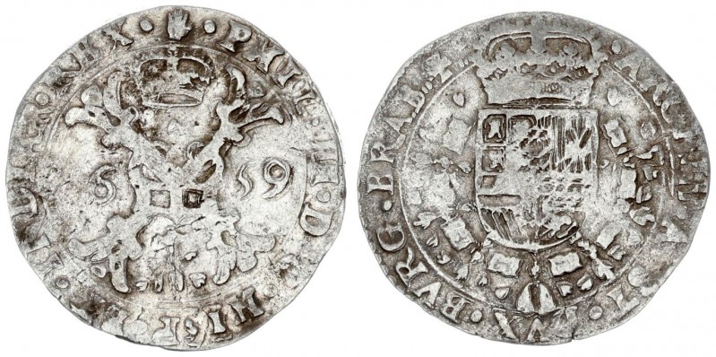 Spanish Netherlands 1/2 Patagon 1659 Brabant. Antwerp. Philip IV (1621-1665). Av...