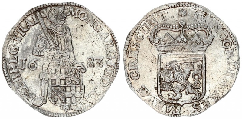 Netherlands 1 Silver Ducat 1683 Utrecht. Av: Standing armored Knight with crowne...