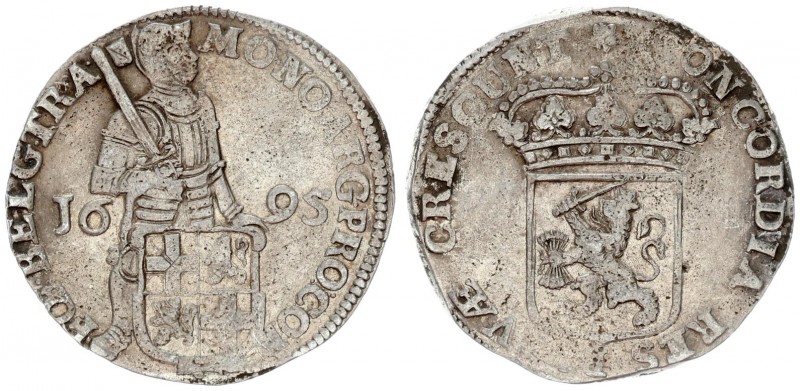 Netherlands 1 Silver Ducat 1695 Utrecht. Av: Standing armored Knight with crowne...