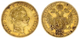 Austrian Empire 1 Ducat 1860 A Vienna. Franz Joseph I(1848-1916). Averse: Laureate head right. Reverse: Crowned imperial double eagle. Gold. Fruhwald ...